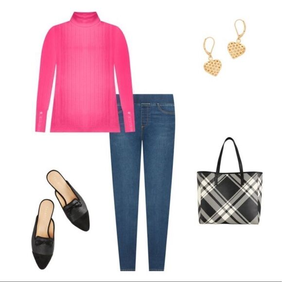 Talbots LP Ribbed Fuchsia Turtleneck Cotton Blend Knit Sweater - Picture 3 of 14